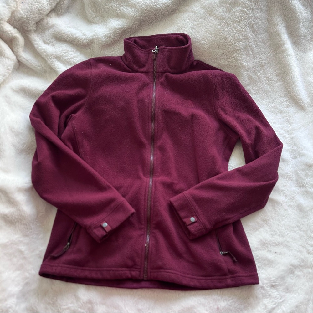 North Face Magenta Fleece Zip Up Jacket